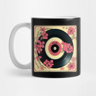 Vintage Floral Pink Aesthetic Flowers Vinyl Record Mug